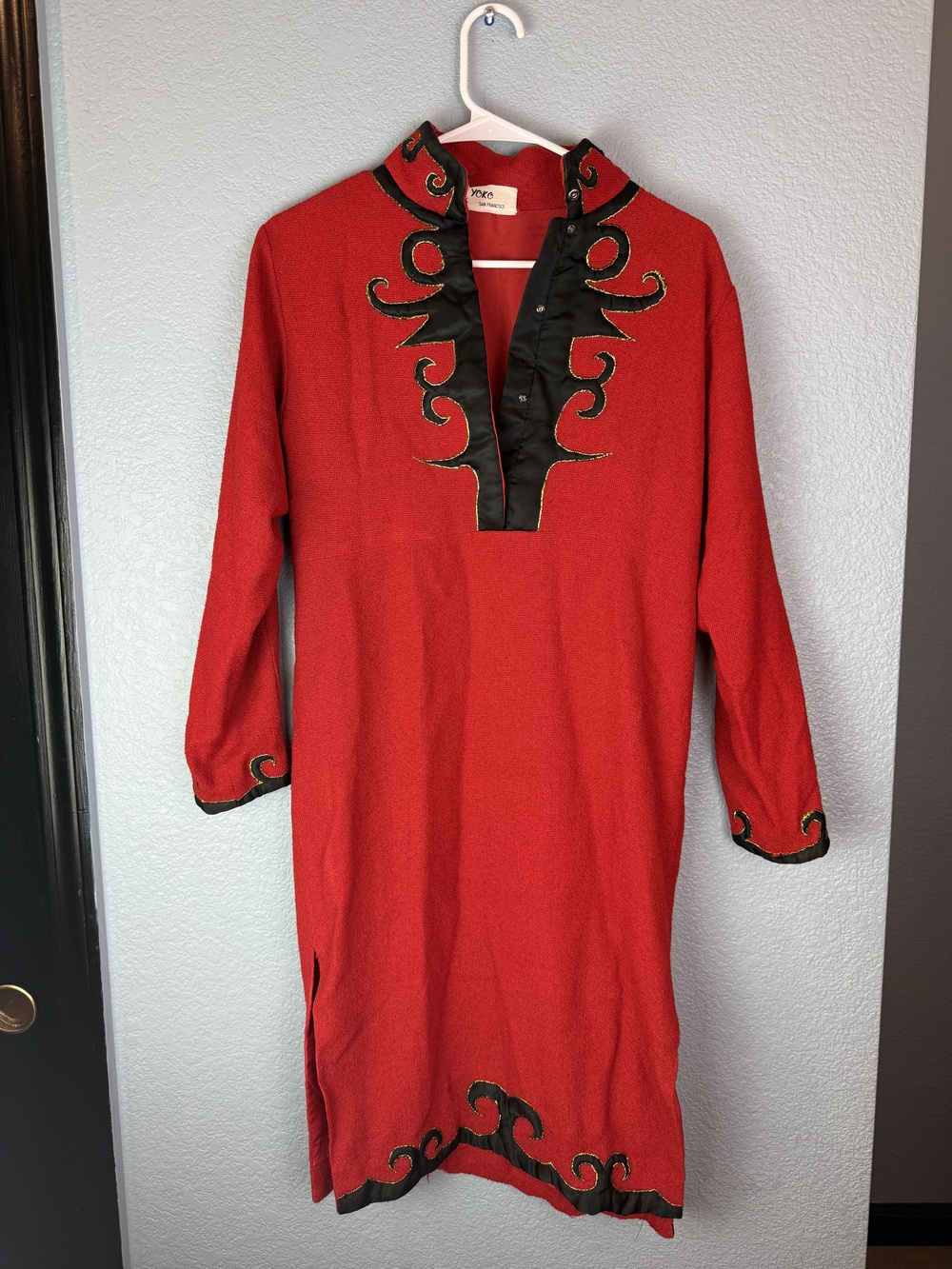 Vintage Yoko San Francisco Dress Womens Medium Embroidered Boho 70s
